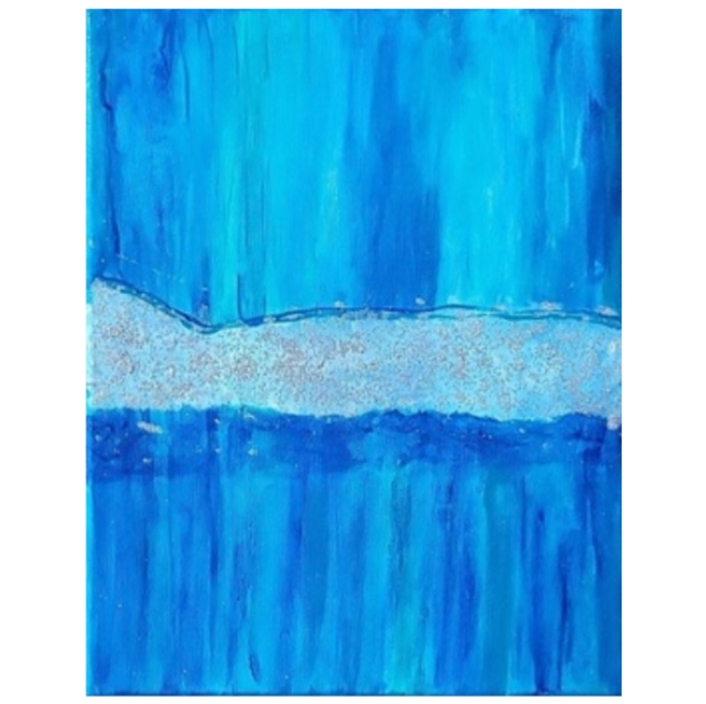 Hand Crafted Blue and Turquoise Abstract Design 11x14 Inches Canvas Painting